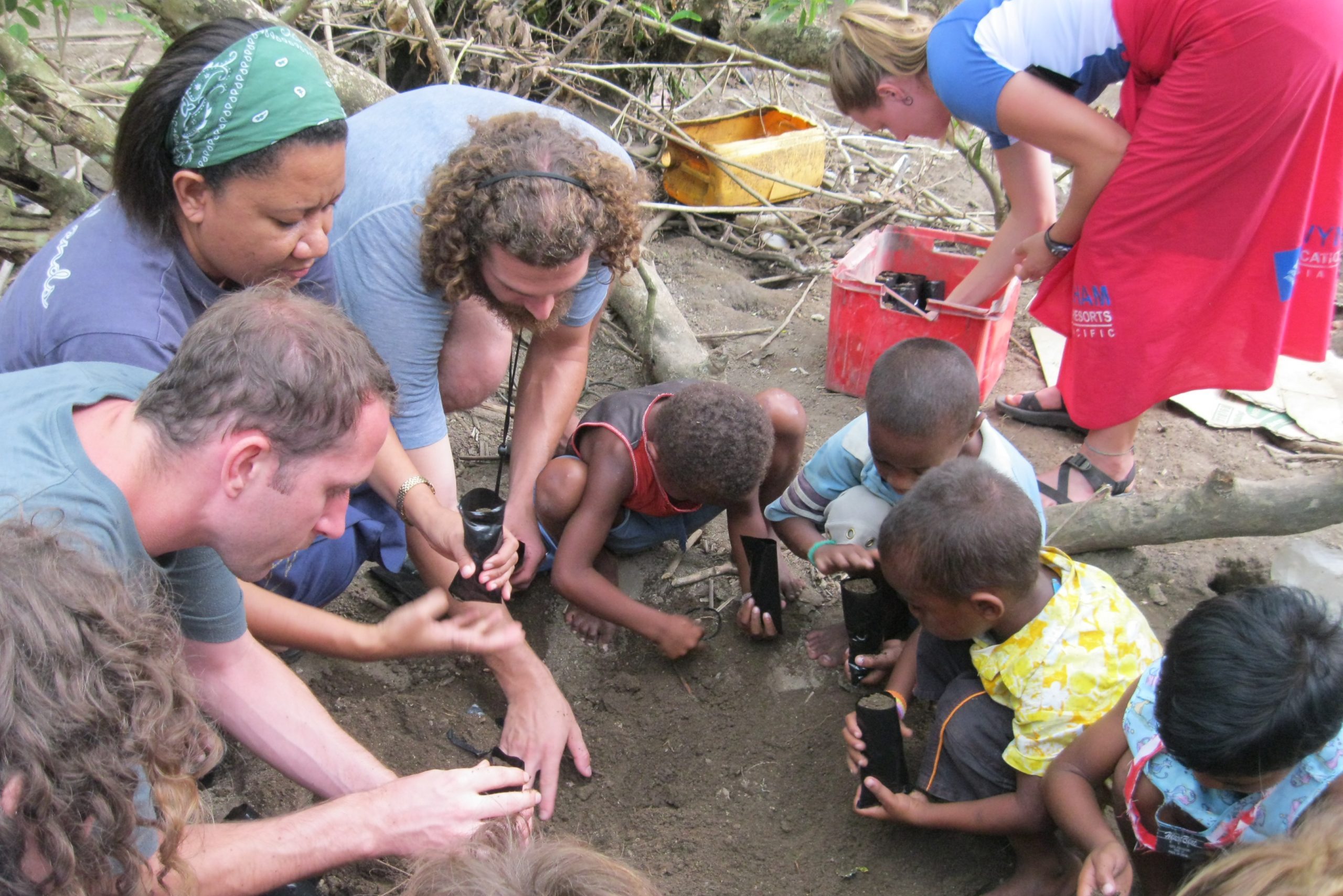 Adam Szabunio helping with a mangrove restoration project for the Peace Corps