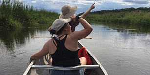 Two people in a canoe