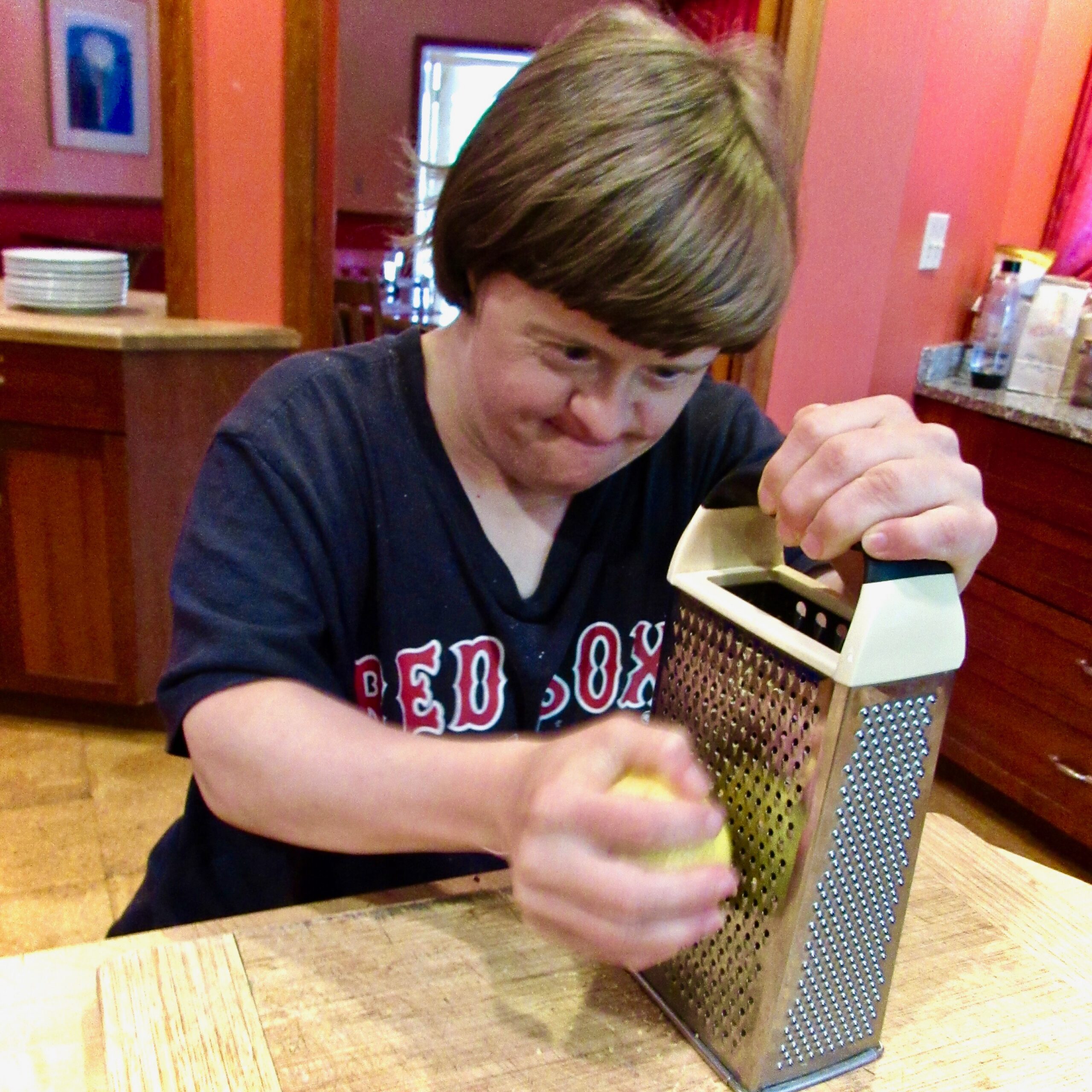 Zesting a lemon for the cordial