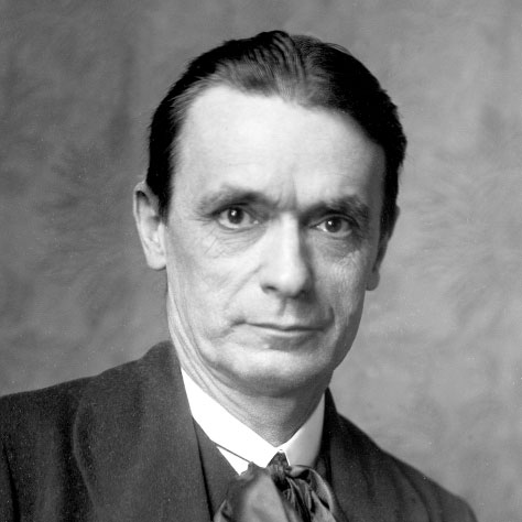 A black-and-white photo of Rudolf Steiner